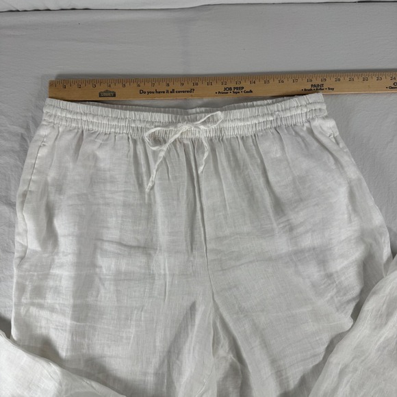 Elie Tahari Woman's Size 2X White 100% Linen Sheer Pull On Pants Swim Coverup - Picture 4 of 12